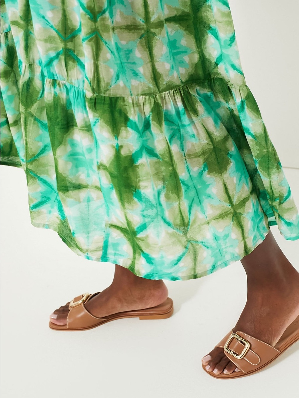 Tuckernuck Seafoam Medallion Salty Paloma Caftan Tie-Dye Tiered Maxi Dress Small - Picture 5 of 12